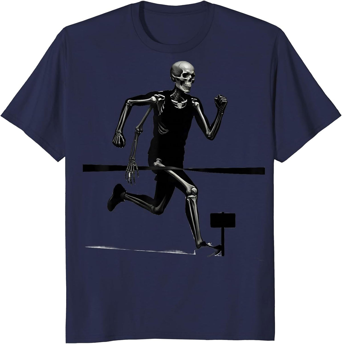 Men's Skeleton Runner Halloween 5K Fun Run Matching T-Shirt - Navy Blue