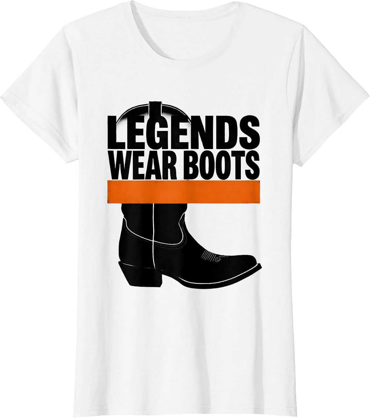 Women's Legends Wear Boots Western Cowboy Design T-Shirt - White