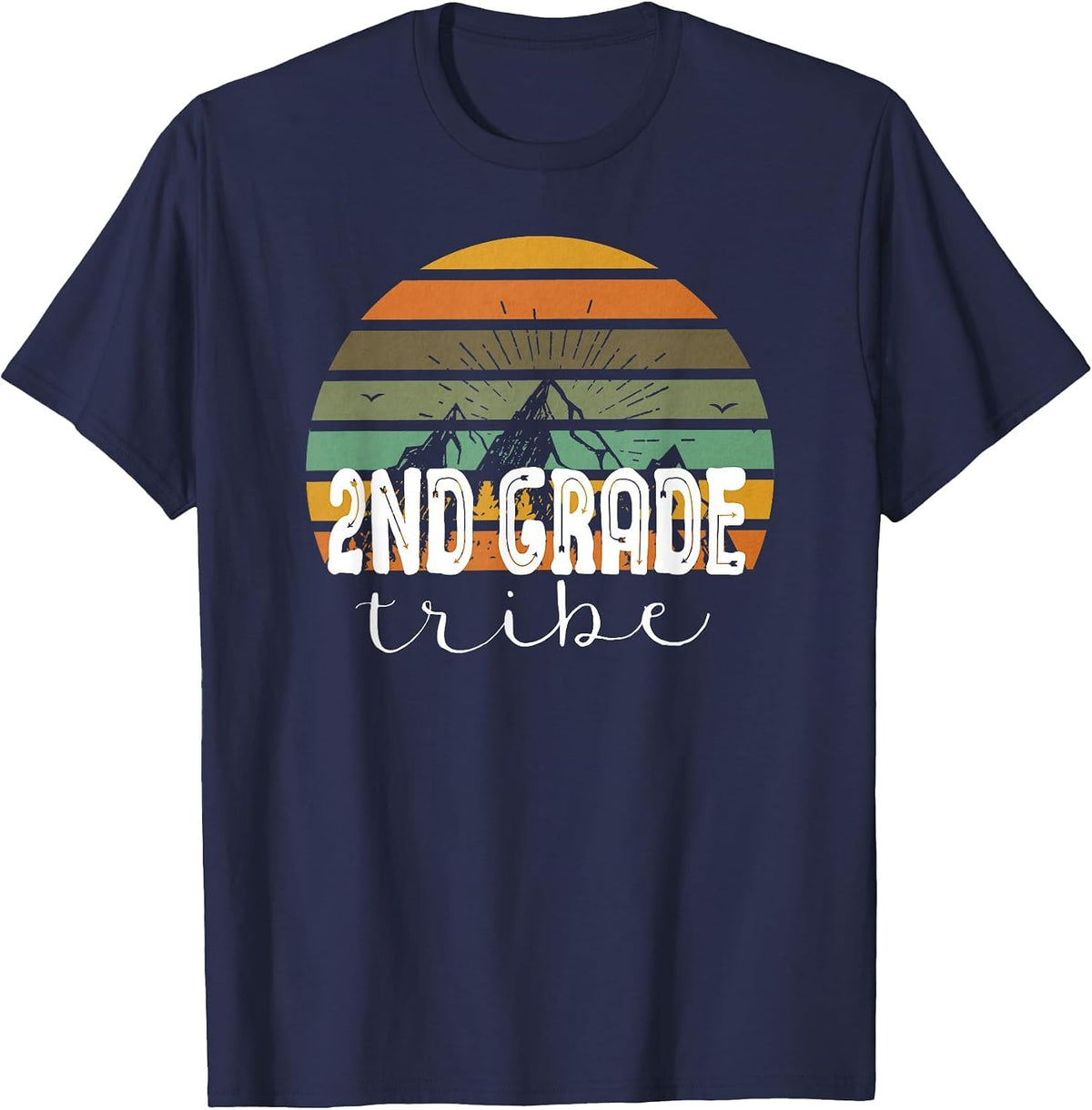 Second Grade Tribe Teacher Student Team 2nd Grade Retro T-Shirt - Navy Blue