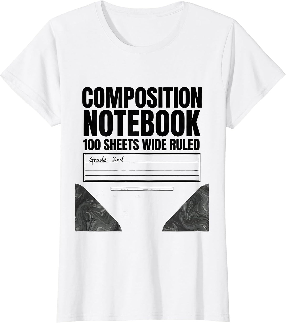 Women's Composition Notebook 100 Sheets Wide Ruled — Grade: 2nd T-Shirt - White