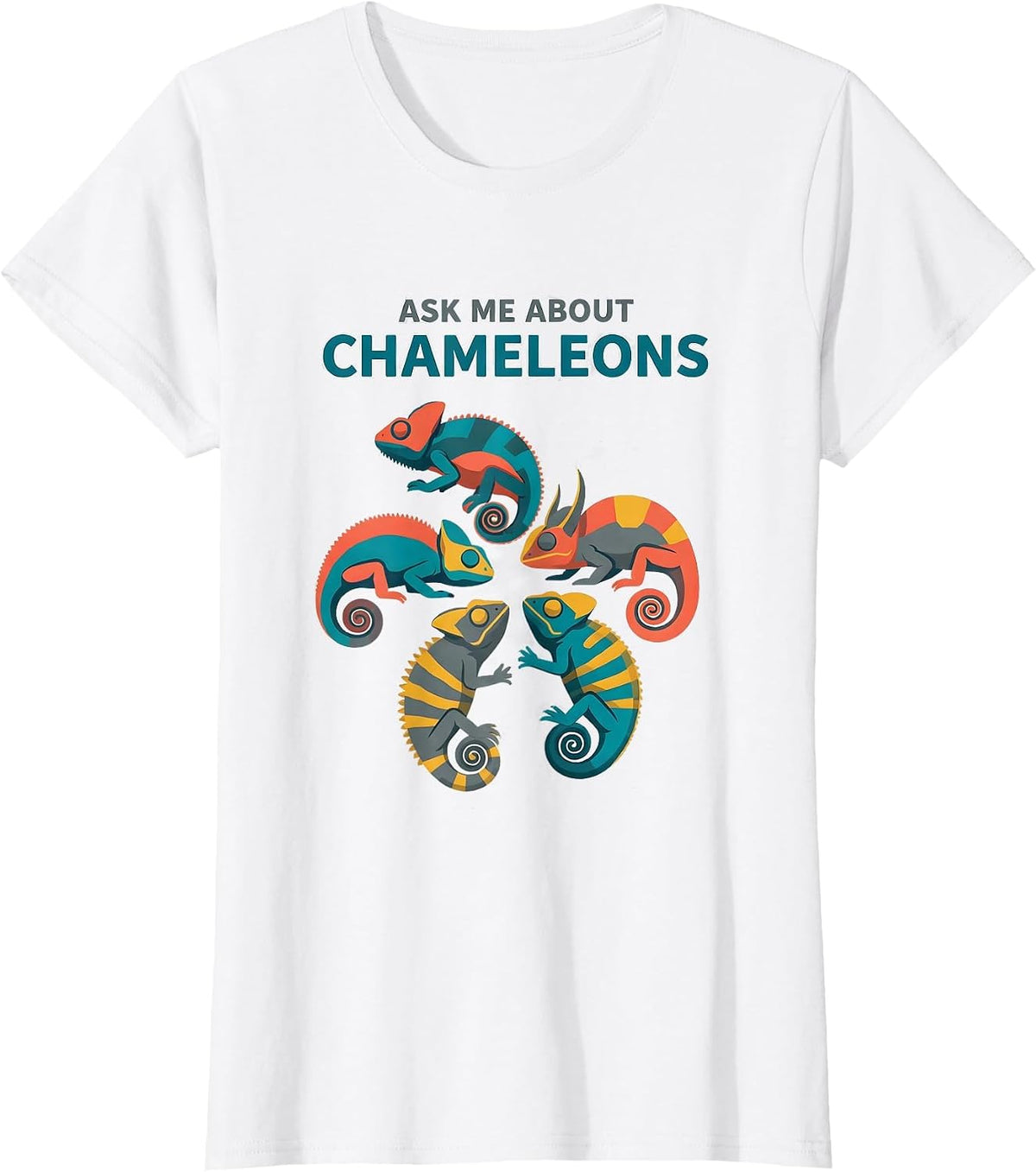 Ask Me About Chameleons Funny Reptile Lover Species T-Shirt - White