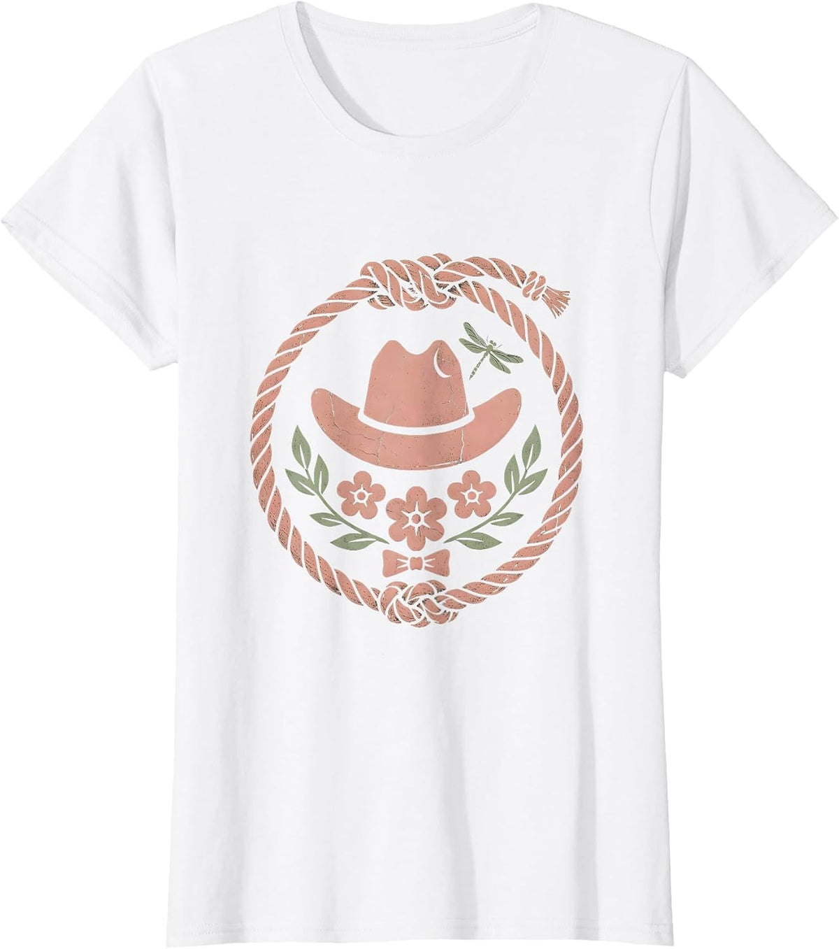 Cowgirl Lasso Twirl Western Rodeo Graphic T-Shirt - White