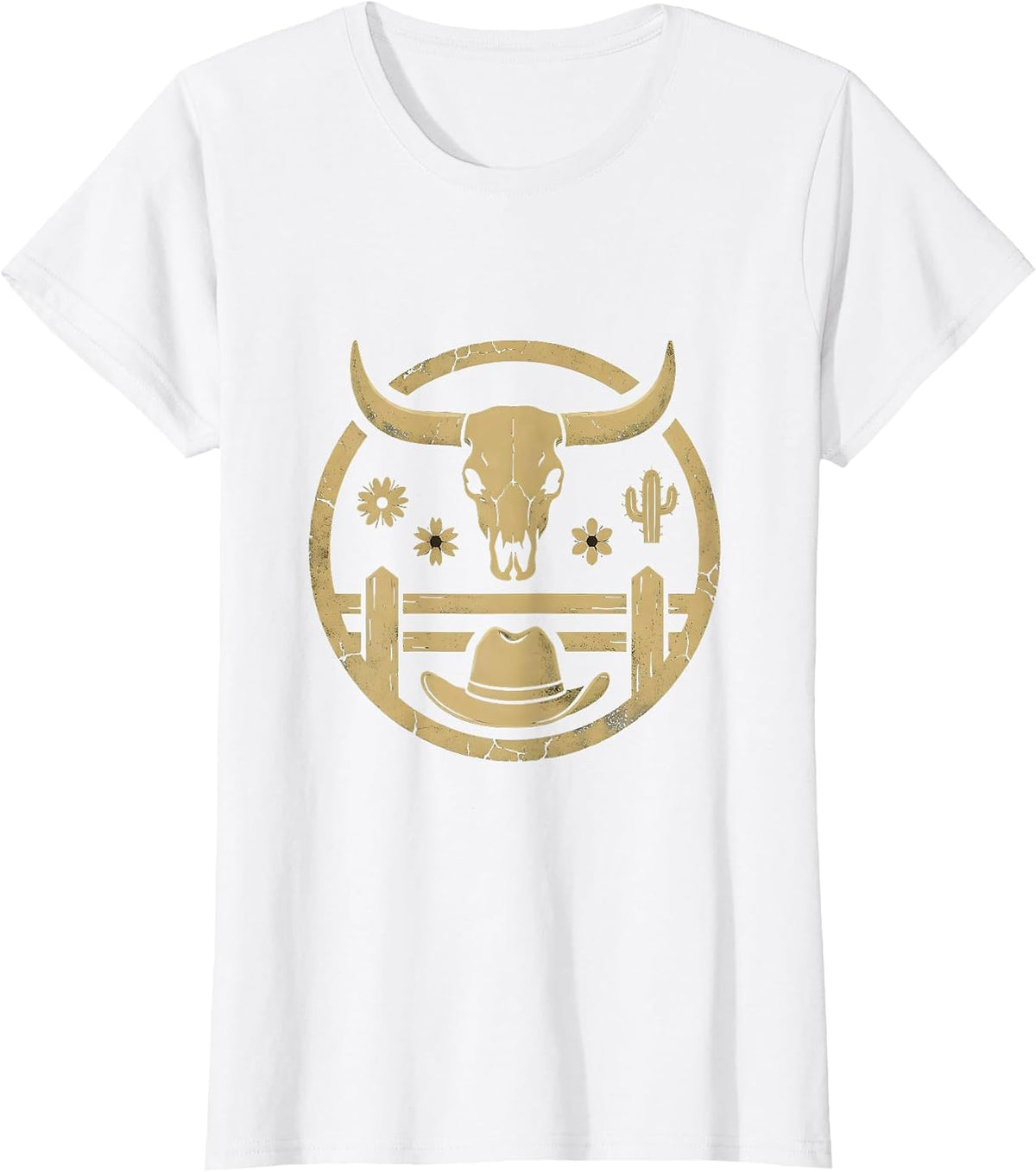 Cowboy at Dusk Leaning on Fence Post T-Shirt - White