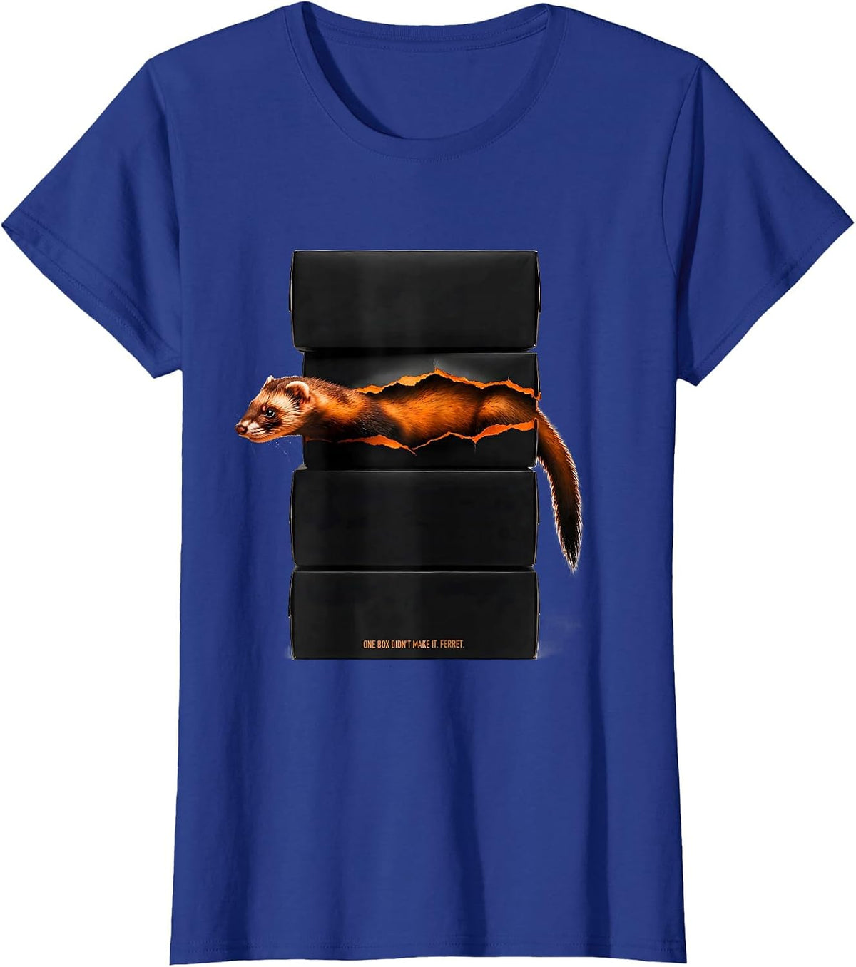Women's One Box Didn't Make It Ferret Brutalist Ferret Lover T-Shirt - Royal Blue