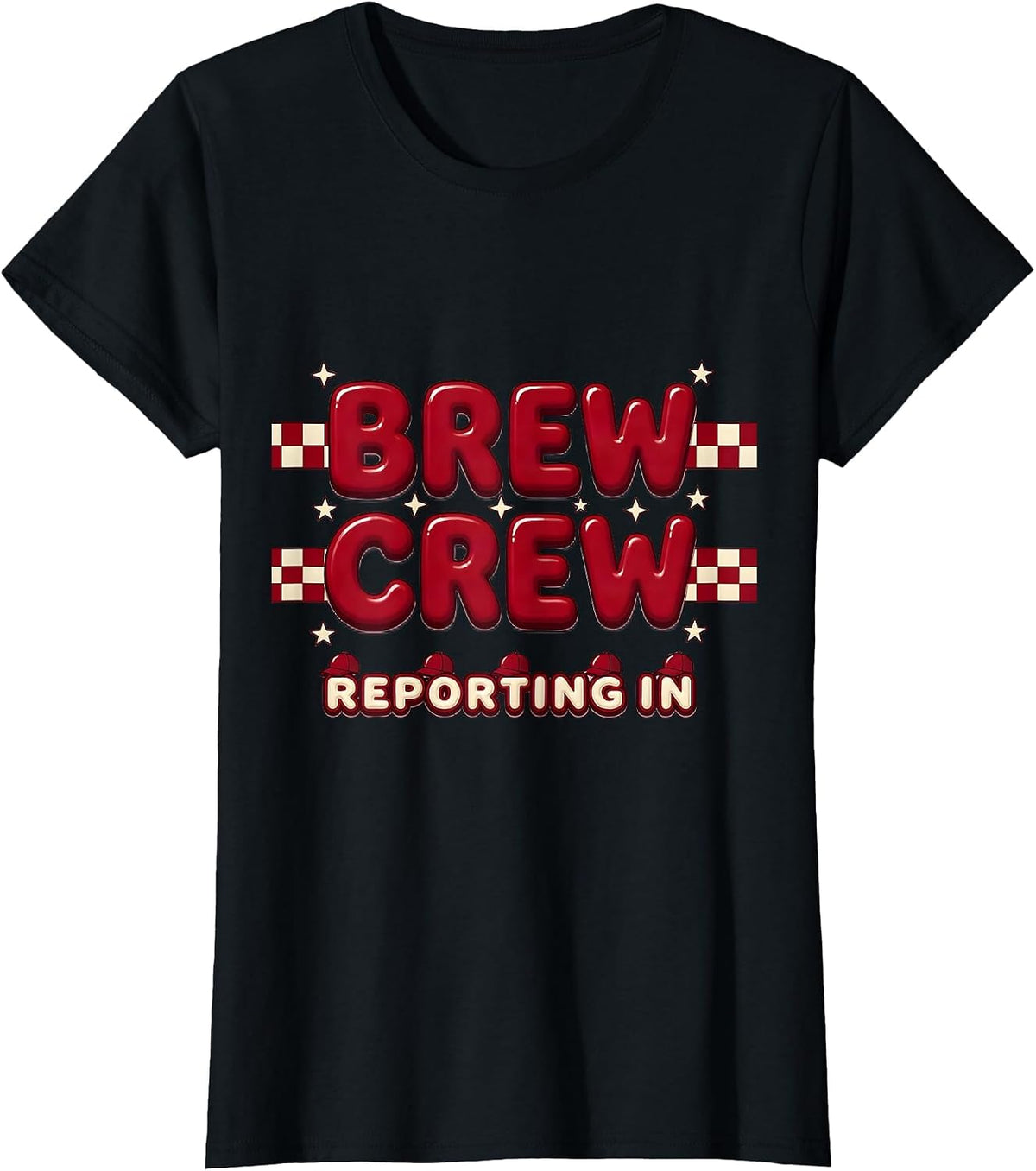 Women's Brew Crew Reporting In Oktoberfest Design T-Shirt - Black