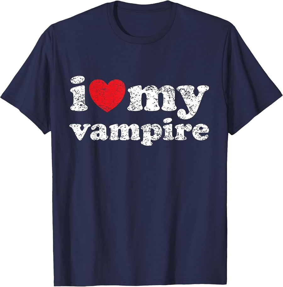 I Love My Vampire T-Shirt - Navy Blue