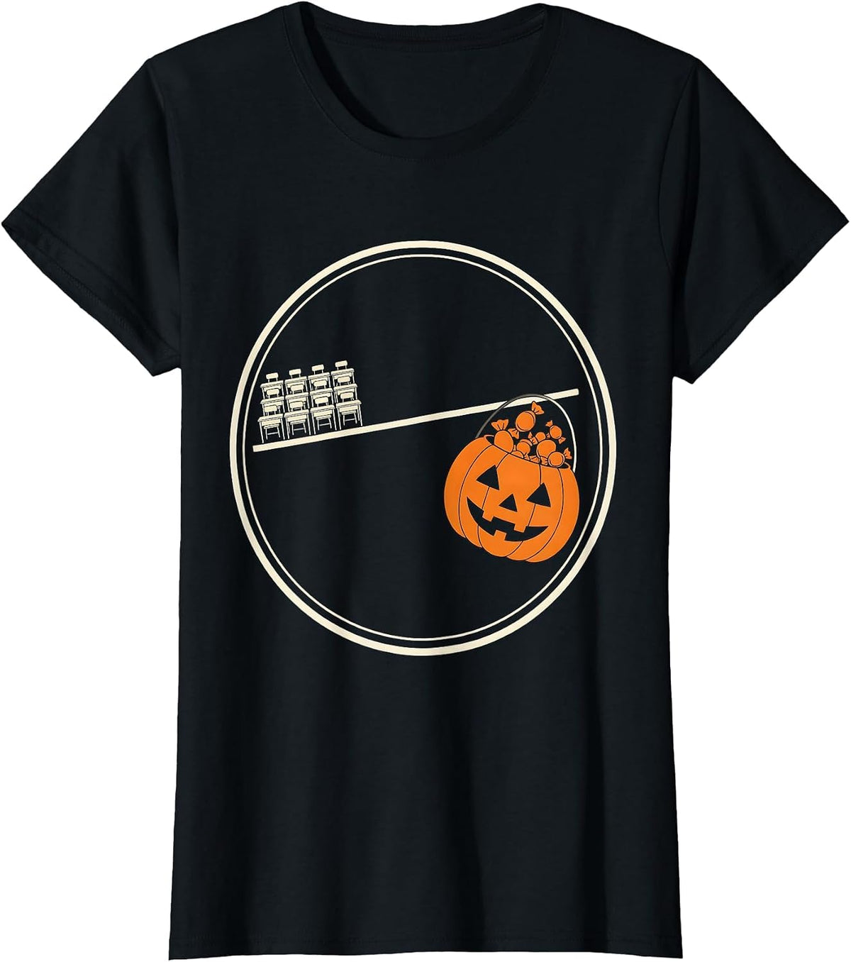 Balance Beam Teacher Halloween Skeleton Quiet Classroom T-Shirt - Black