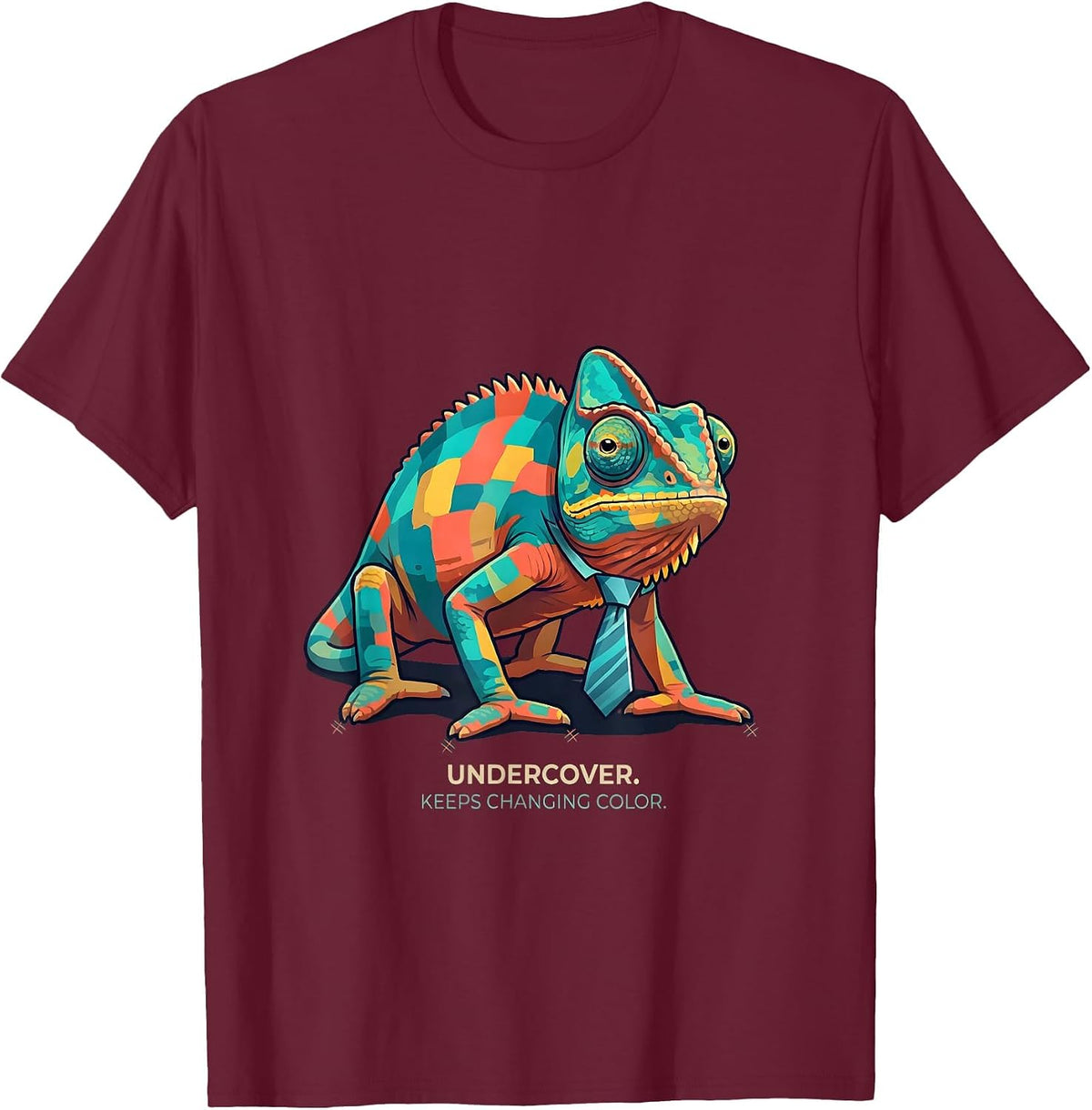 Men's Undercover Keeps Changing Color Funny Chameleon Halloween T-Shirt - Burgundy