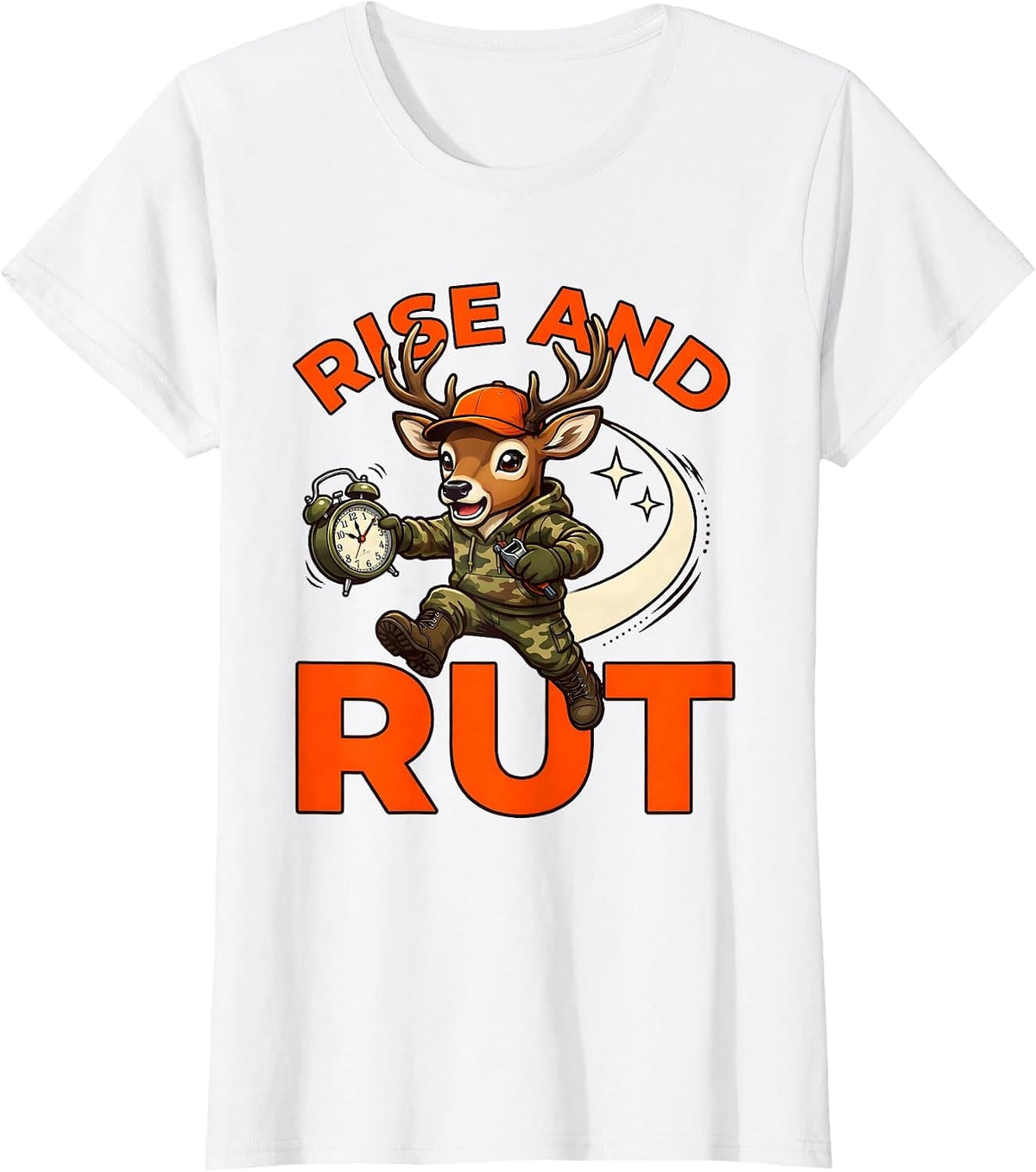 RISE AND RUT Funny Deer Hunter Hunting Season T-Shirt - White