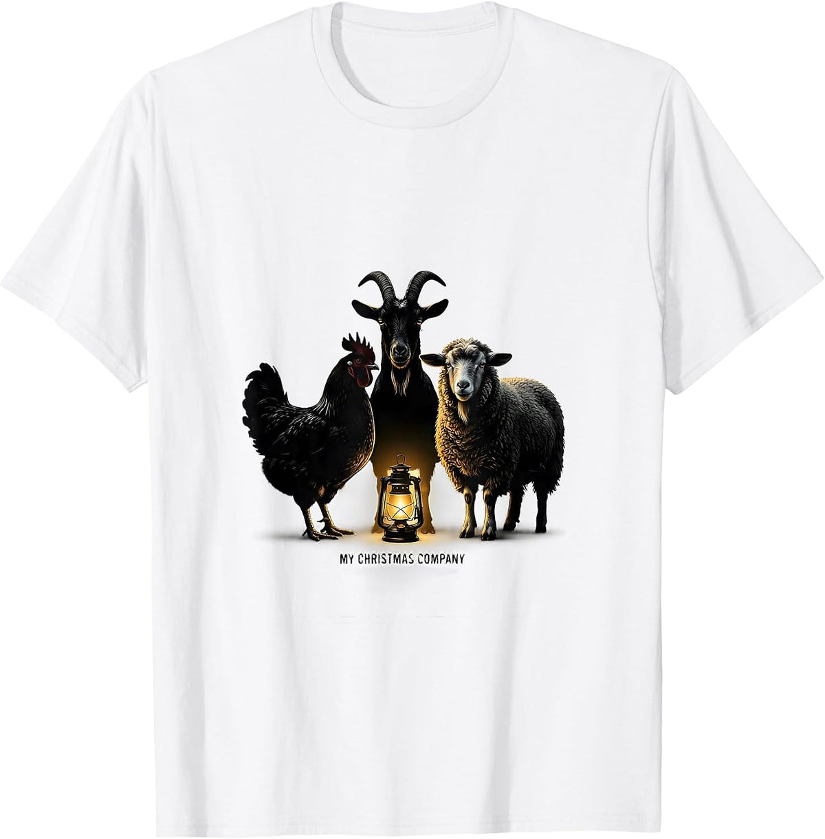 Men's My Christmas Company Funny Farm Animal Holiday Humor T-Shirt - White