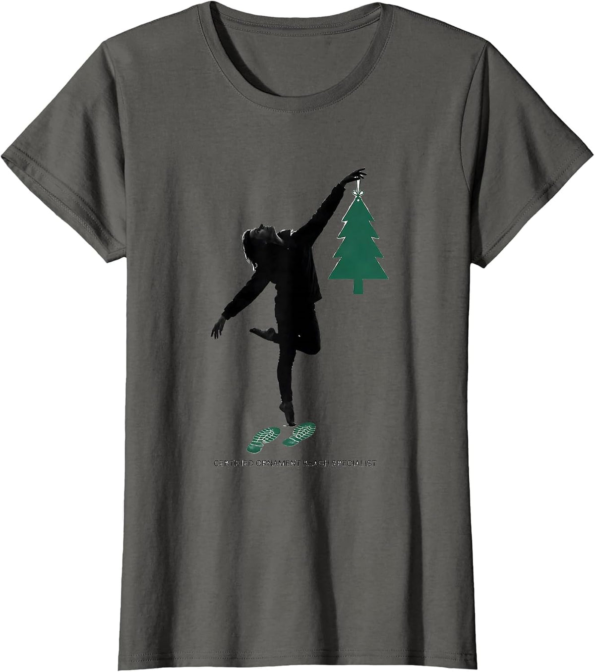 Women's Certified Ornament Reach Specialist Funny Physical Therapist T-Shirt - Asphalt Grey