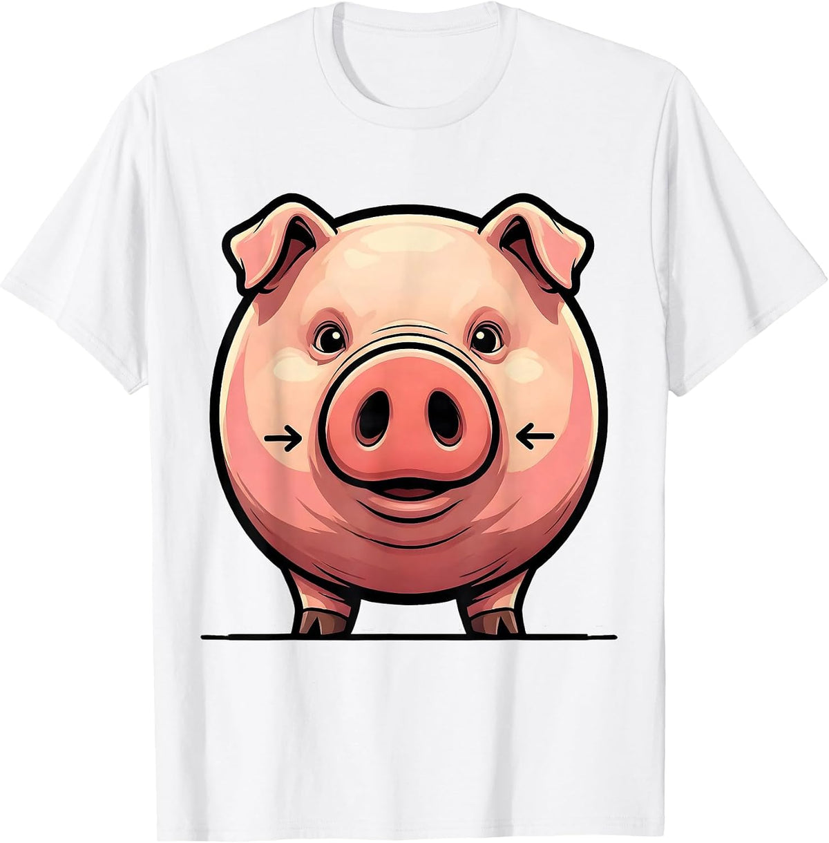 Men's Cartoon Pink Pig Farm Animal Lover Humor T-Shirt - White
