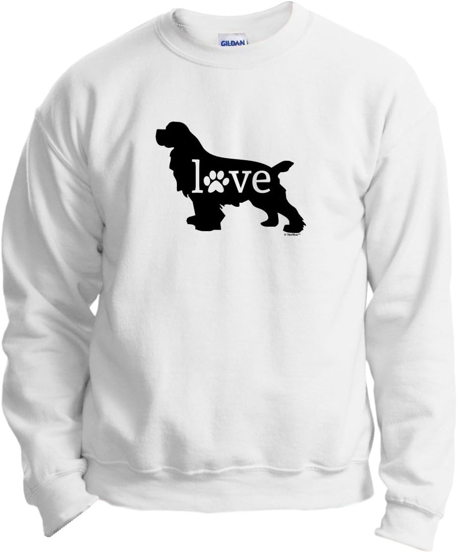 Cocker Spaniel Love Dog Paw Prints Crewneck Sweatshirt - White