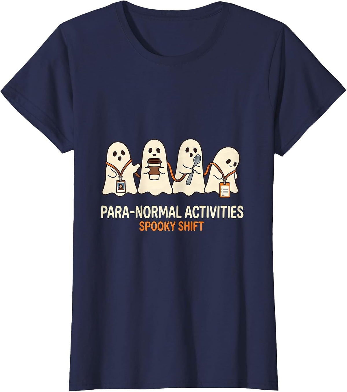 Women's Para-Normal Activities Spooky Shift SPED Teacher Halloween T-Shirt - Navy Blue