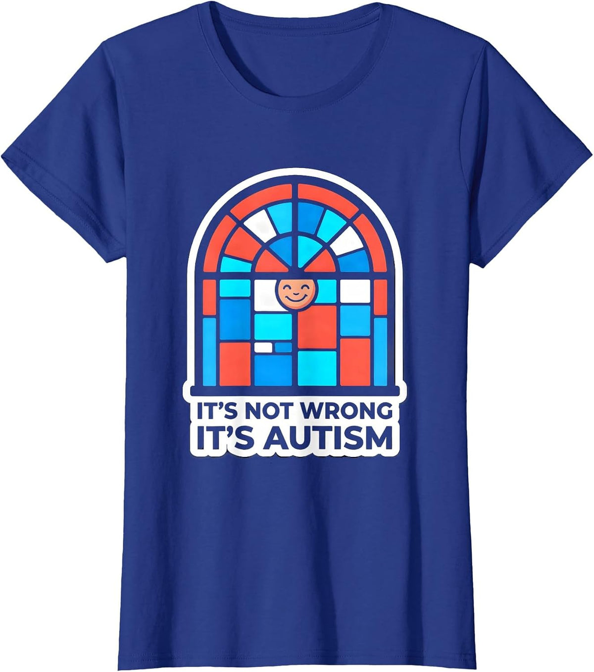 Women's It's Not Wrong It's Autism Sticker Style Neurodiversity T-Shirt - Royal Blue