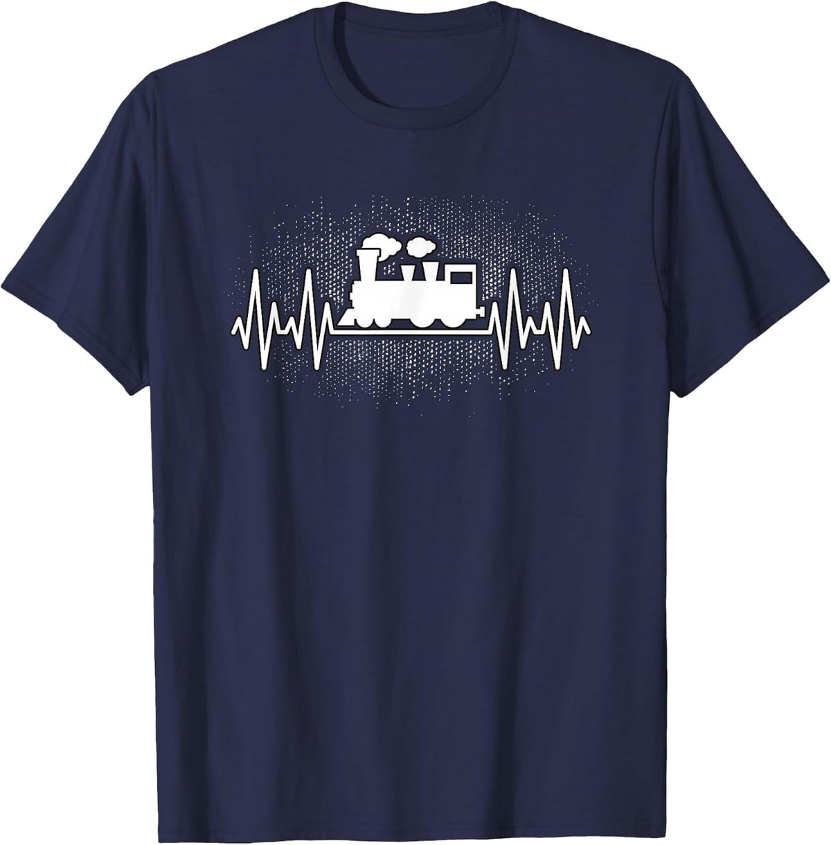 Train Heartbeat Model Train Railroad Conductor Men Women T-Shirt - Navy Blue