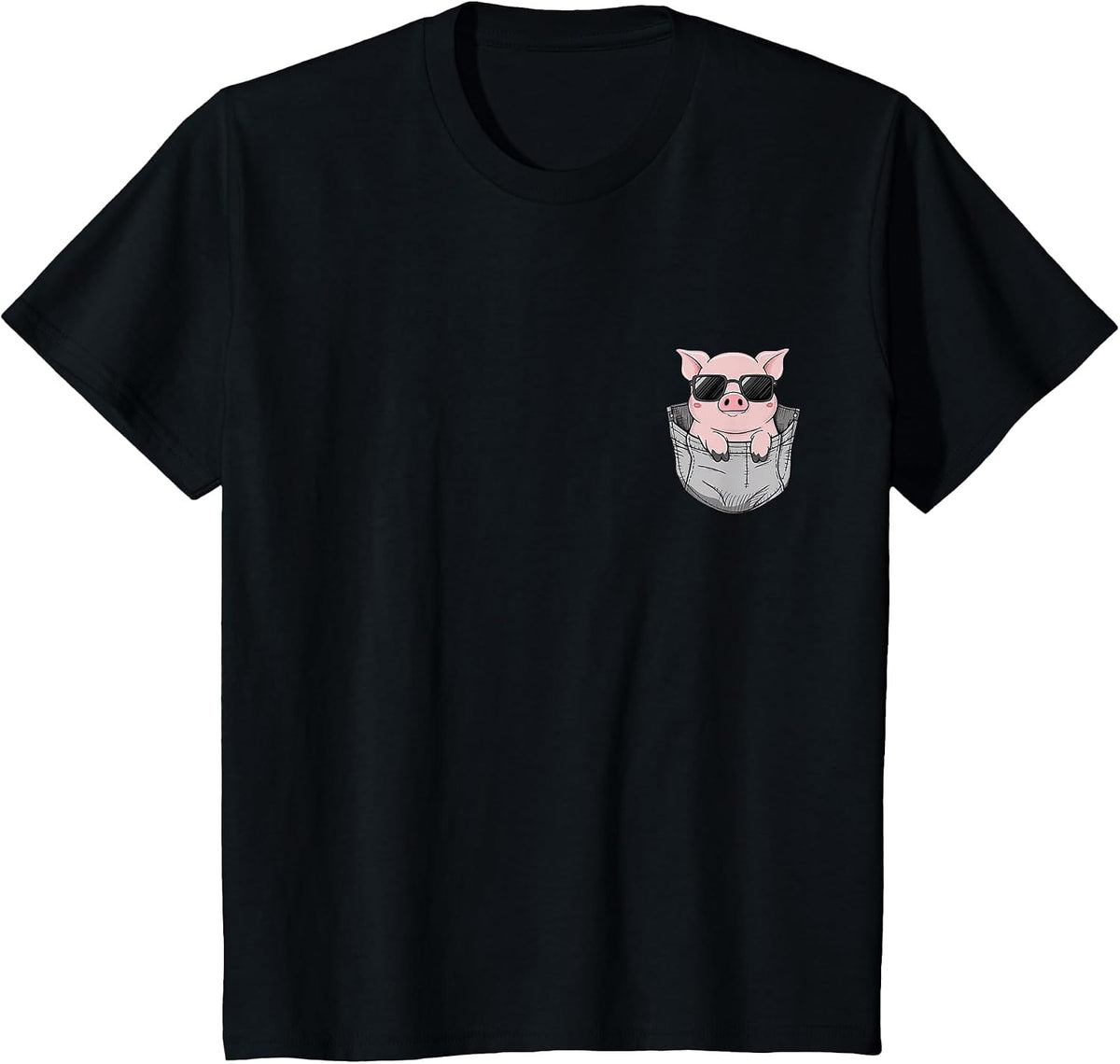 Pig in Pocket T-Shirt - Black