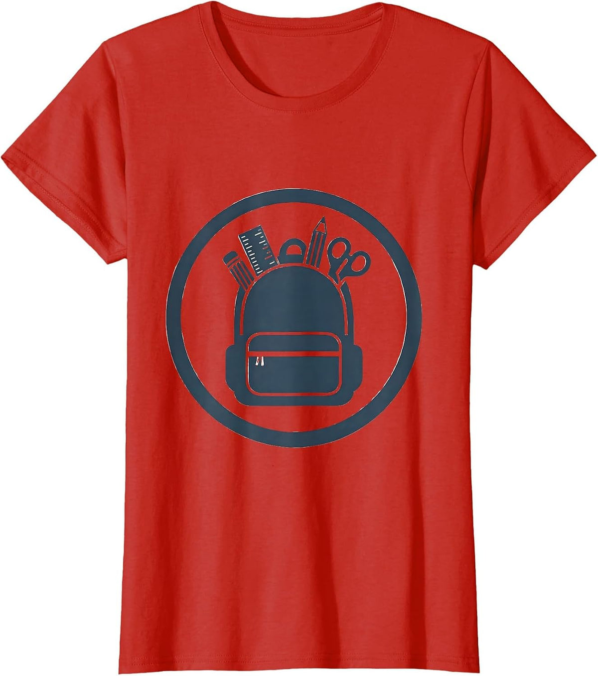 Middle School Teacher Overflowing Backpack Design T-Shirt - Red