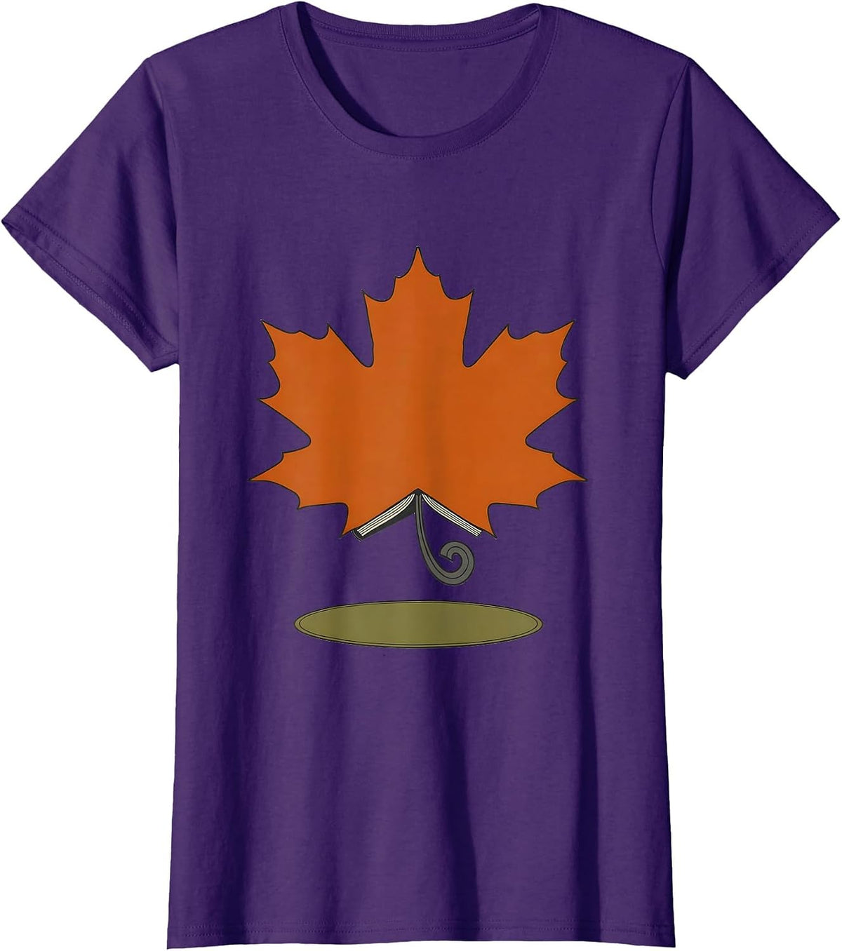 Women's Maple Leaf Teacher Fall Learning Pride Seasonal T-Shirt - Purple