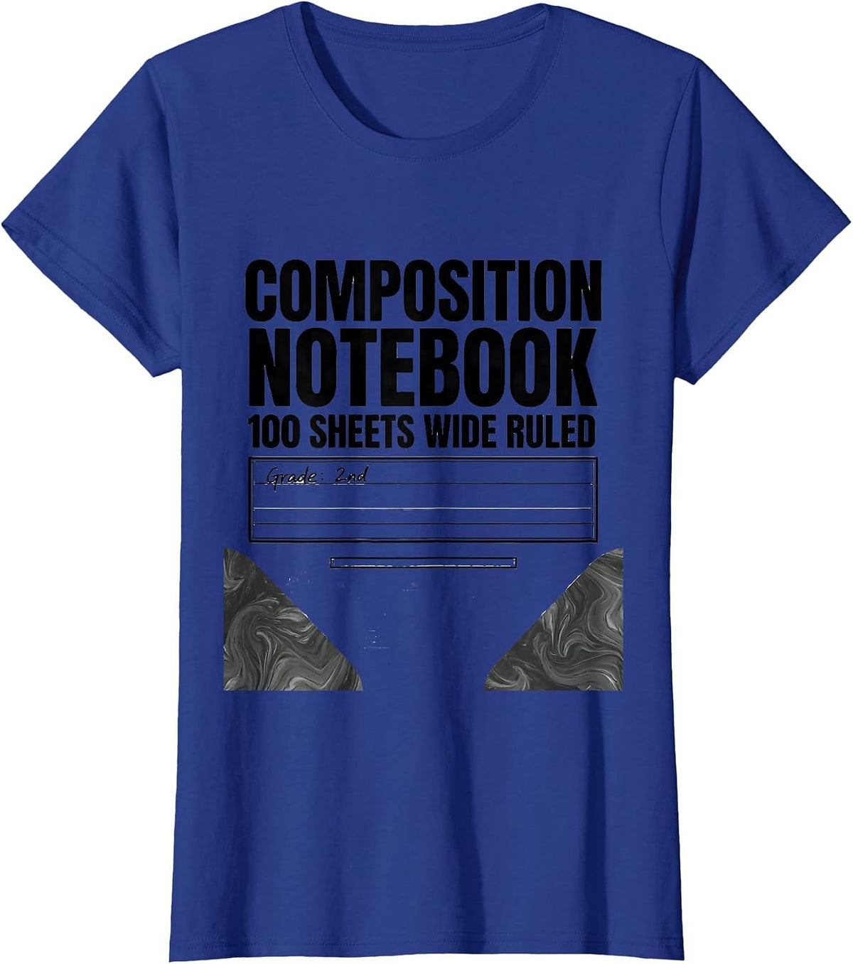 Women's Composition Notebook 100 Sheets Wide Ruled — Grade: 2nd T-Shirt - Royal Blue