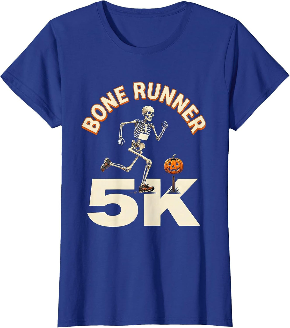 Women's Bone Runner 5K Funny Running Skeleton Halloween Fun Run T-Shirt - Royal Blue