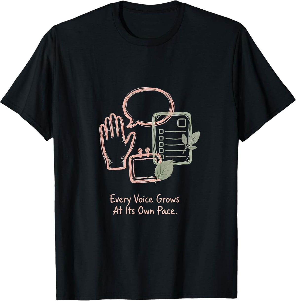 Men's Every Voice Grows At Its Own Pace Boho Special Education T-Shirt - Black