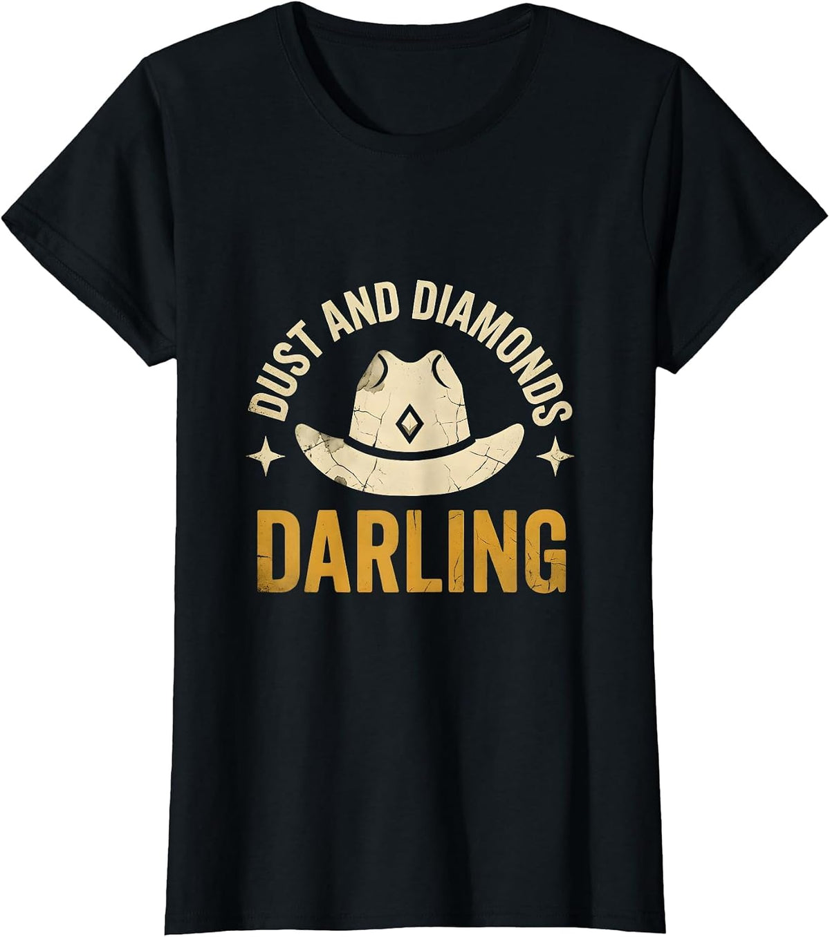 Women's Dust and Diamonds Darling Girls Western Design T-Shirt - Black