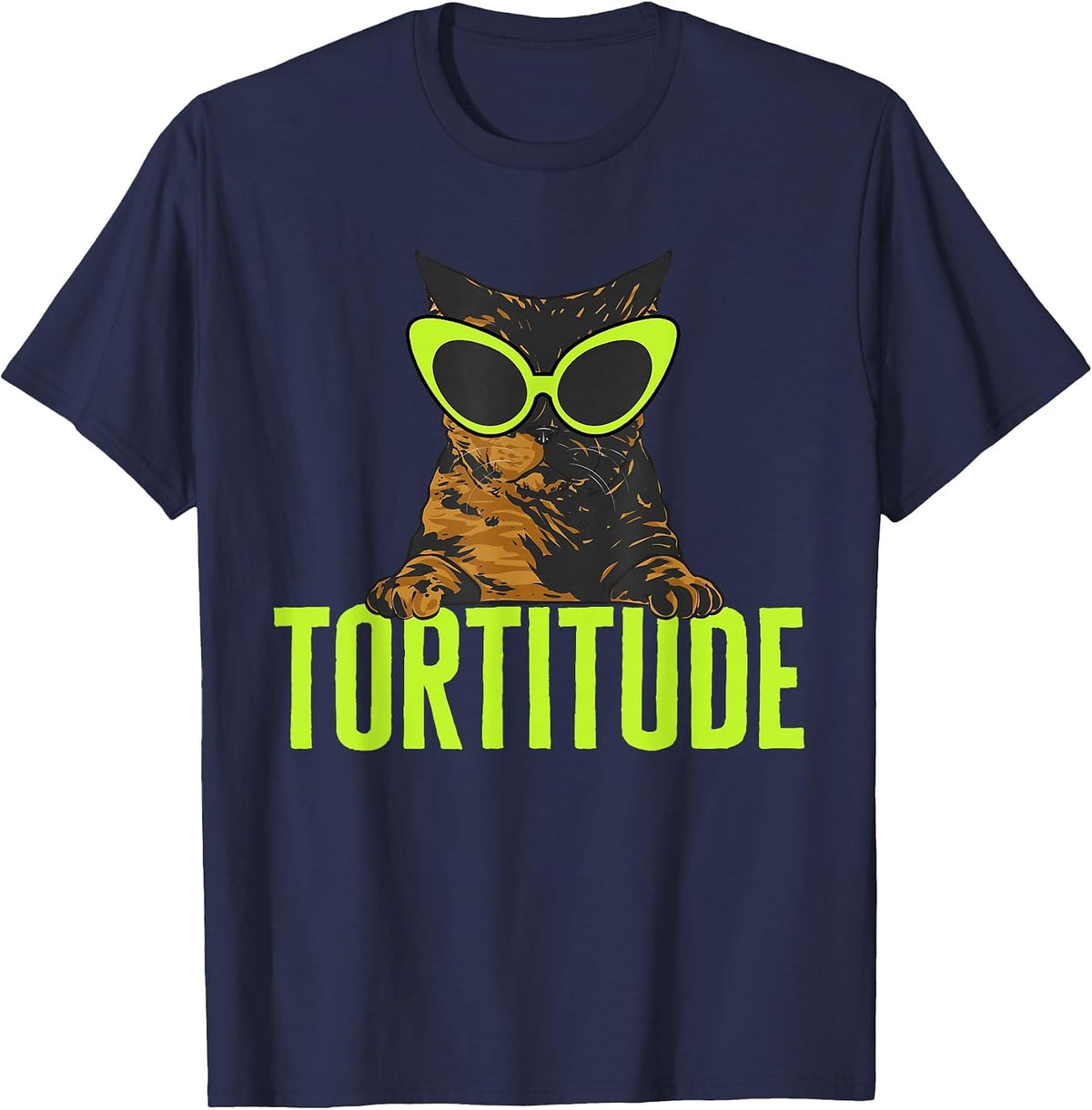 Cool Tortoiseshell Cat Tortitude Tortie Cat T-Shirt - Navy Blue