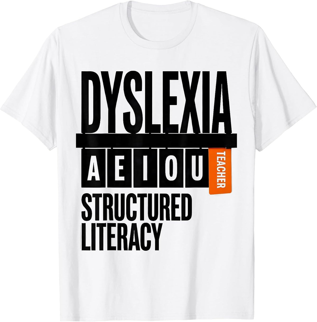 Men's Dyslexia Structured Literacy Teacher Brutalist Graphic T-Shirt - White