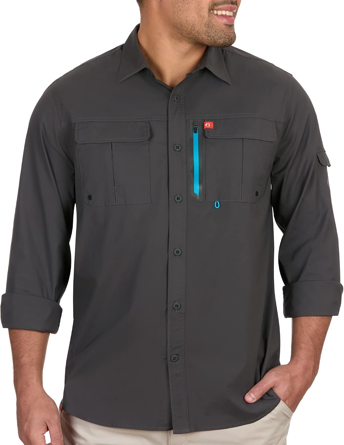 The American Outdoorsman Blackfoot River Long Sleeve Fishing Shirt - Raven
