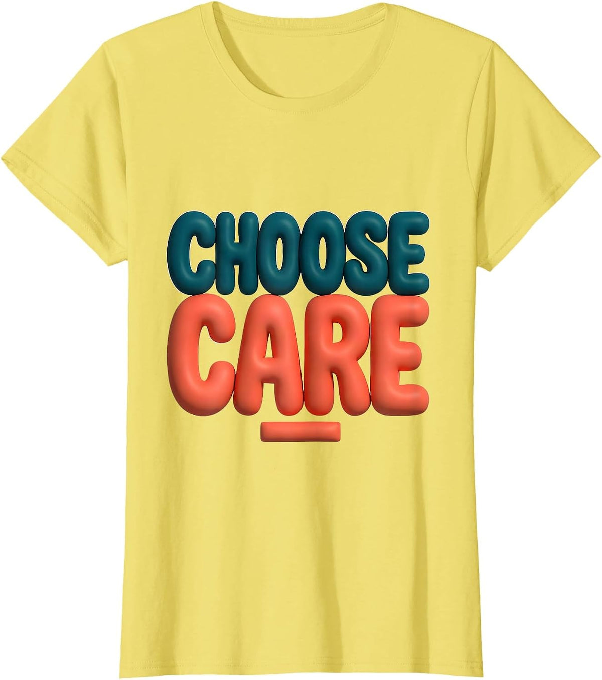 Choose Care Retro Groovy Positivity Inclusion Teacher Gift T-Shirt - Lemon Yellow