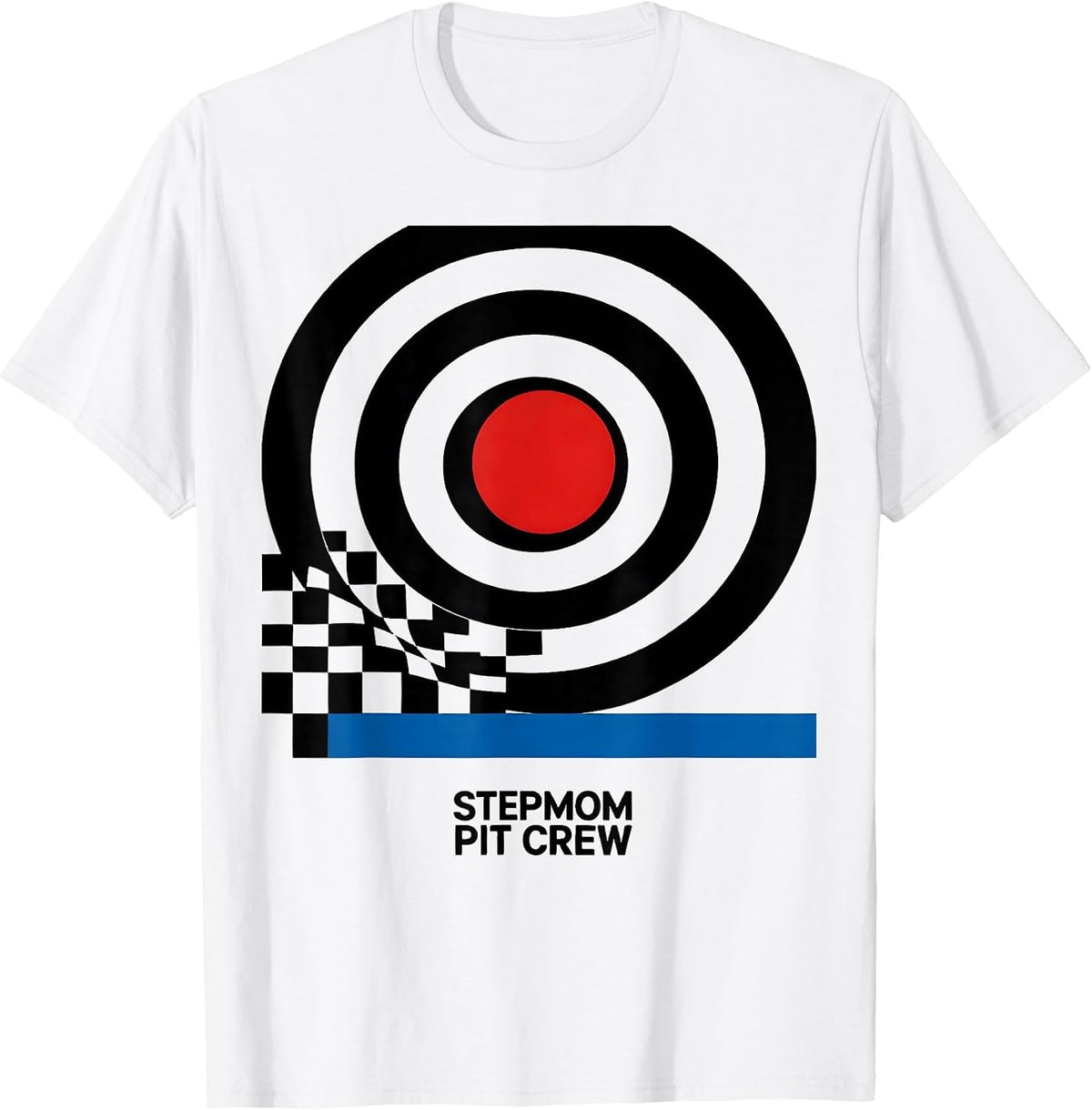 Men's Stepmom Pit Crew Bauhaus Modernist Race Car Birthday Family T-Shirt - White
