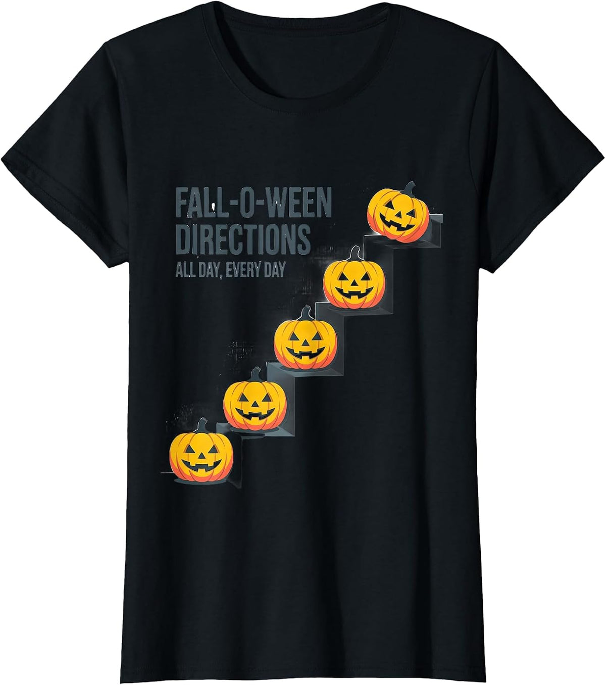 Women's Fall-O-Ween Directions All Day Every Day Teacher T-Shirt - Black