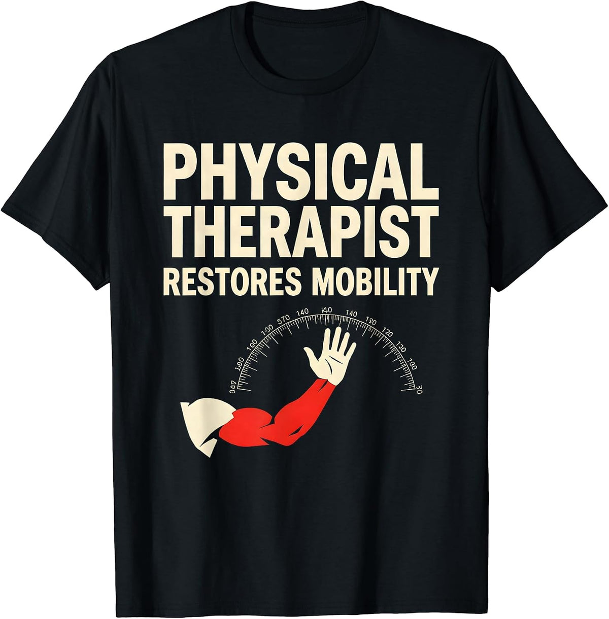 Men's Physical Therapist Restores Mobility Stencil Graphic PT Gift T-Shirt - Black