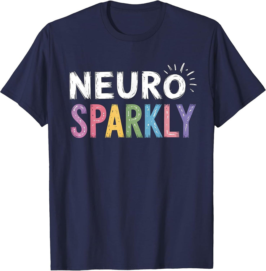 Neuro Sparkly SPED Teacher Autism Awareness Neurodiversity T-Shirt - Navy Blue