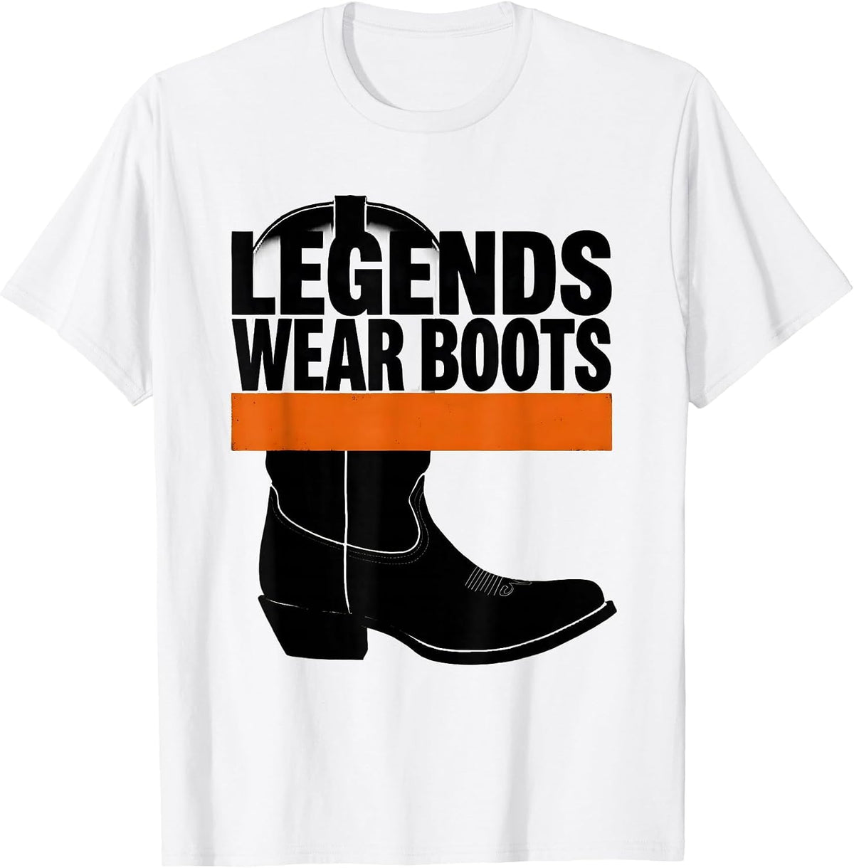 Men's Legends Wear Boots Western Cowboy Design T-Shirt - White