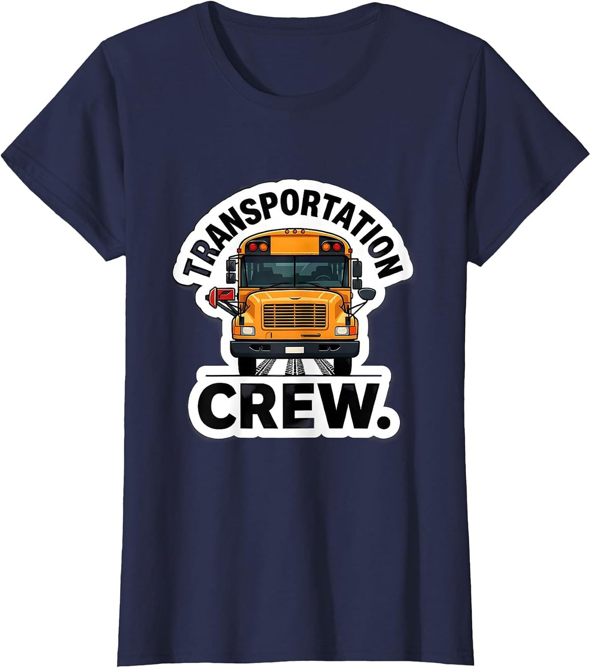 Women's Transportation Crew School Bus Driver Route Work T-Shirt - Navy Blue