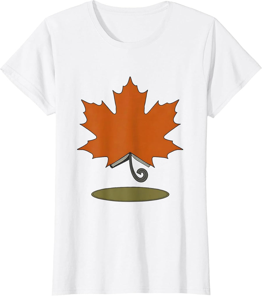 Women's Maple Leaf Teacher Fall Learning Pride Seasonal T-Shirt - White