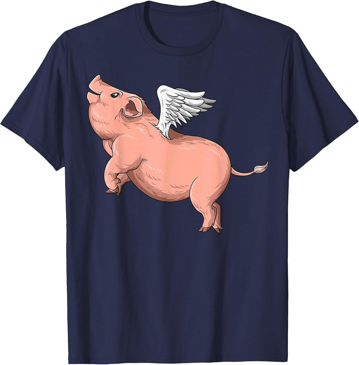 Flying Pig with Wings for Pig T-Shirt - Navy Blue