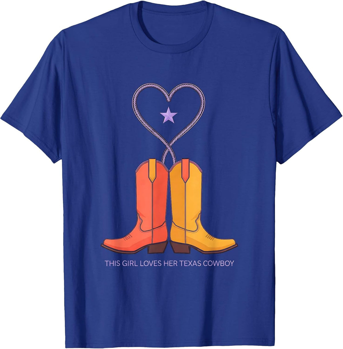 This Girl Loves Her Texas Cowboy Cute Texas Souvenir Gift T-Shirt - Royal Blue