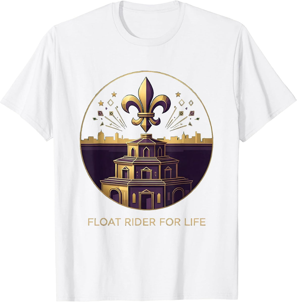 Men's Float Rider For Life Mardi Gras Design T-Shirt - White