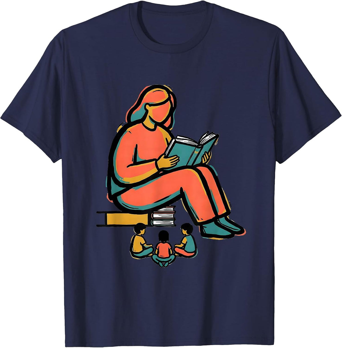 Book Host Librarian Library Day School Event T-Shirt - Navy Blue