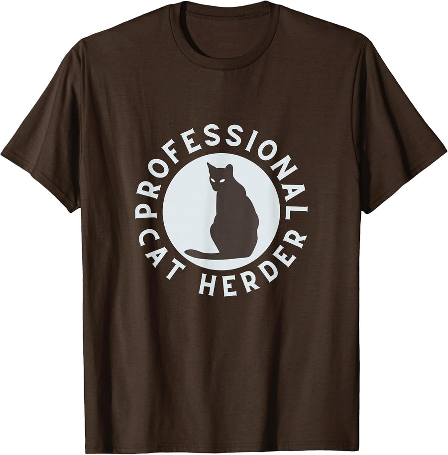 Professional Cat Herder for Cat Lovers Costume T-Shirt - Brown