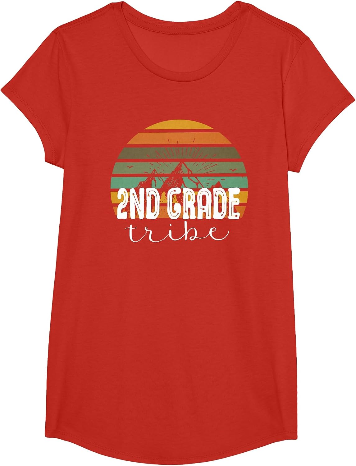 Second Grade Tribe Teacher Student Team 2nd Grade Retro T-Shirt - Girls Red