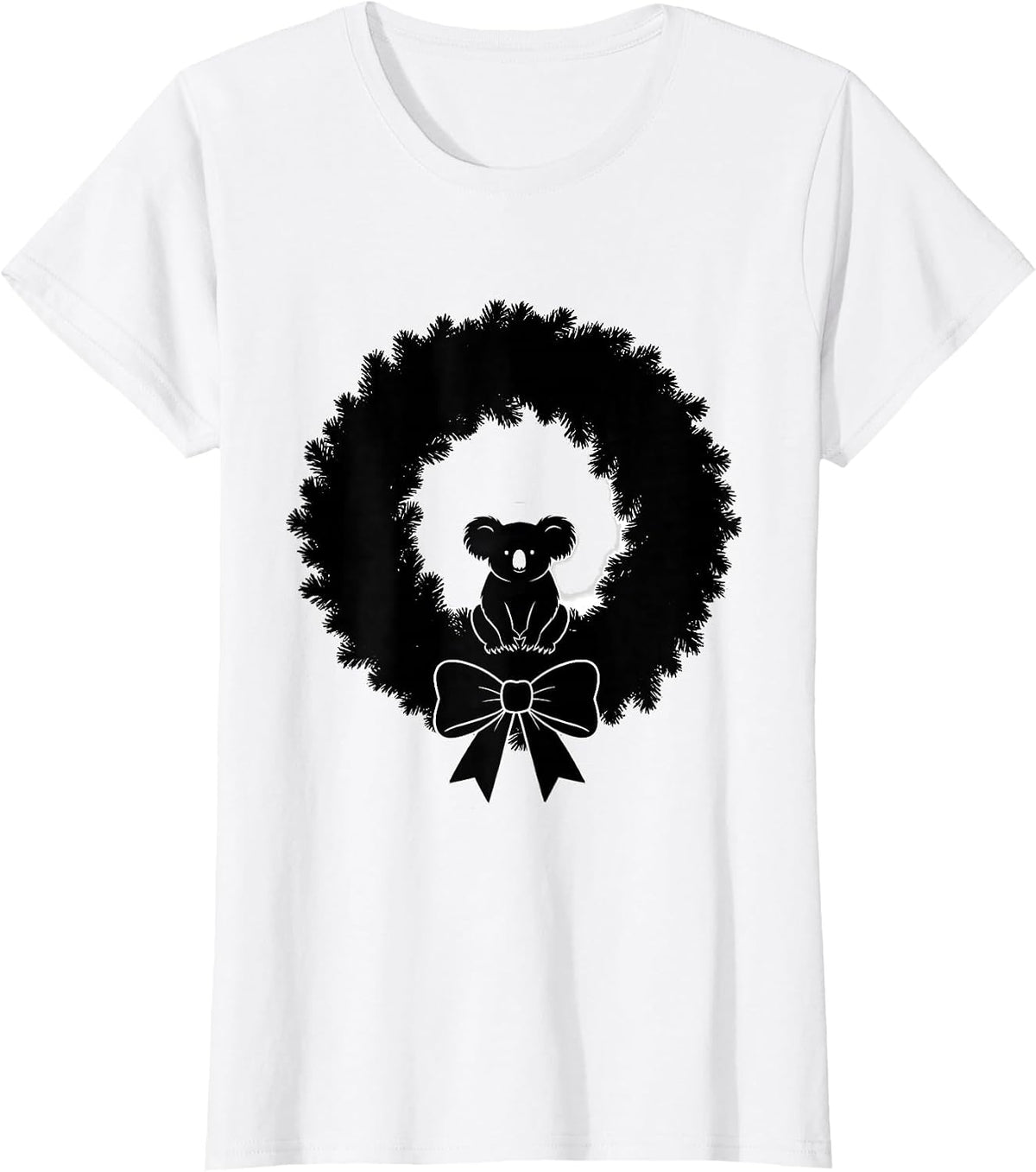 Women's Koala Wreath Cute Holiday Animal Lover Gift T-Shirt - White