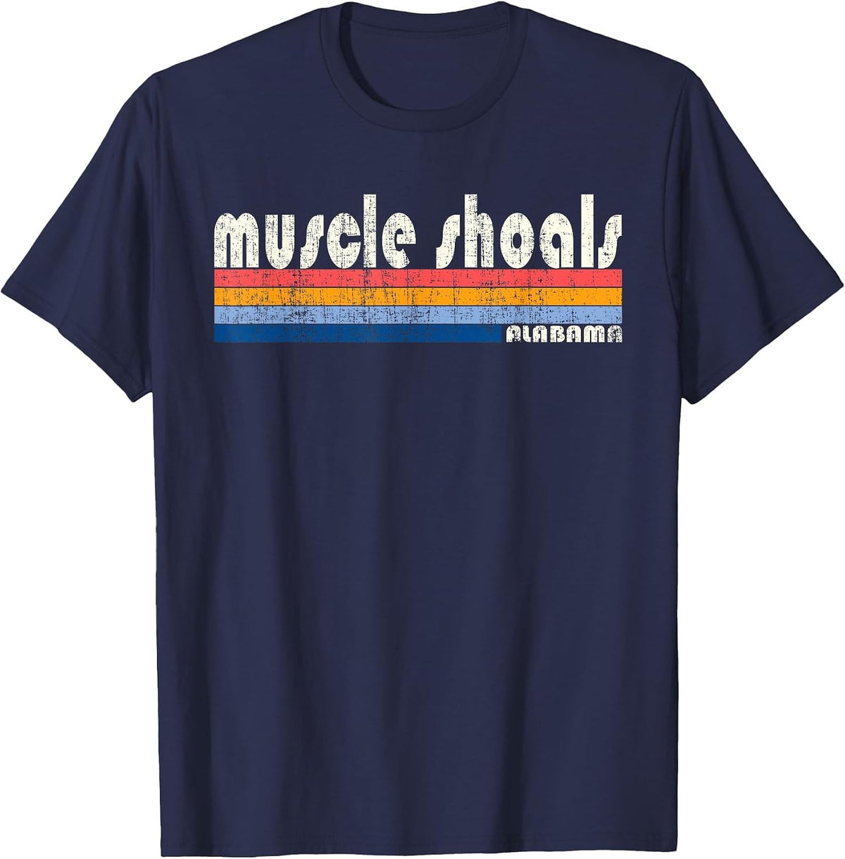Vintage 70s 80s Style Muscle Shoals AL T-Shirt - Navy Blue