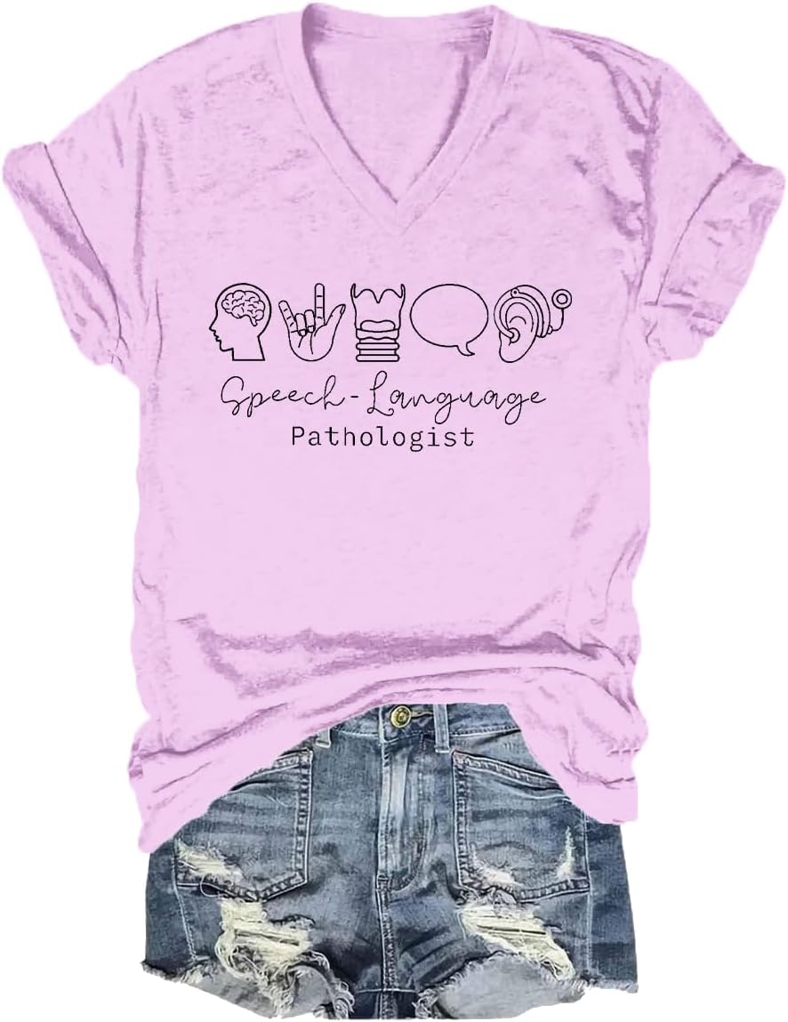 Speech Therapy Shirt Speech Therapist t-Shirt Language Pathologist T-Shirt SLP Tee - Pink-1