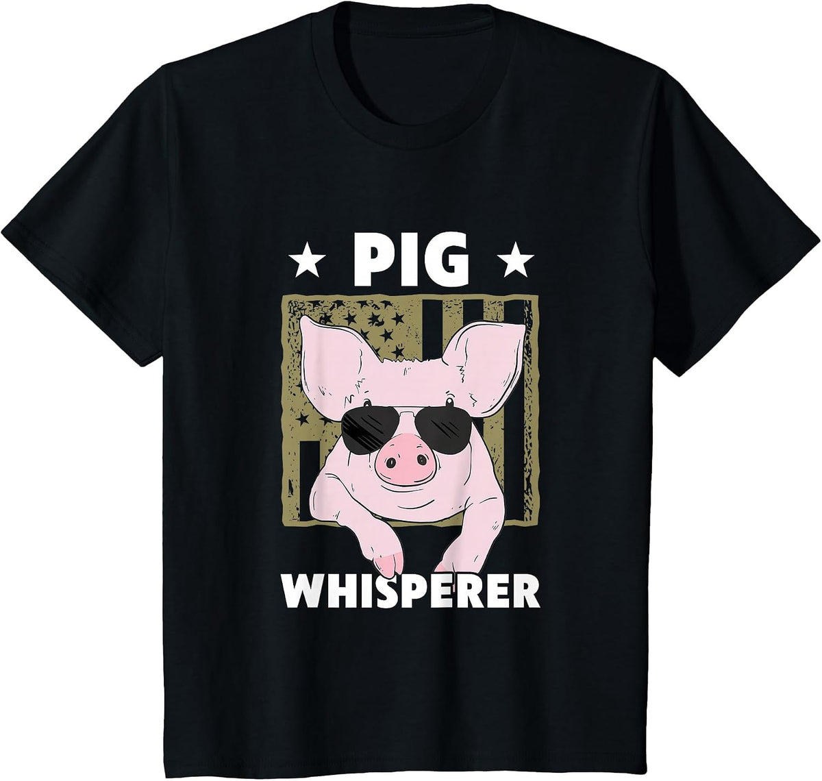Pig Whisperer Funny Pig Design Hog Farmer T-Shirt - Black