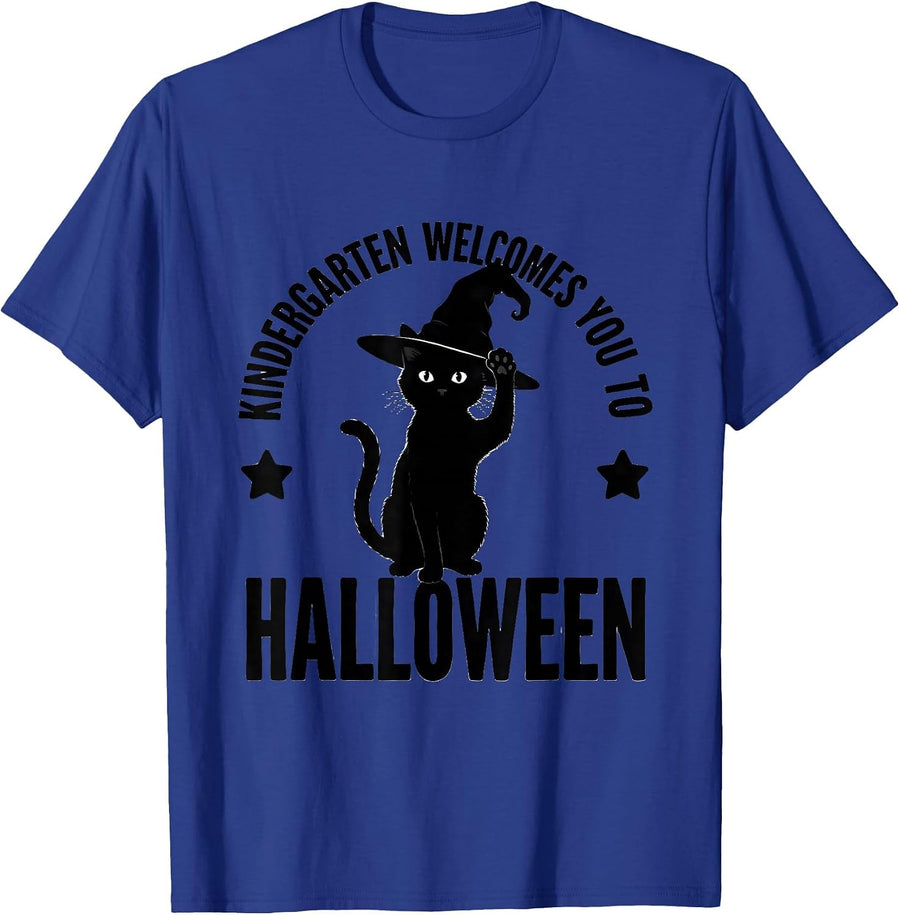 Kindergarten Welcomes You To Halloween Playful Teacher T-Shirt - Royal Blue