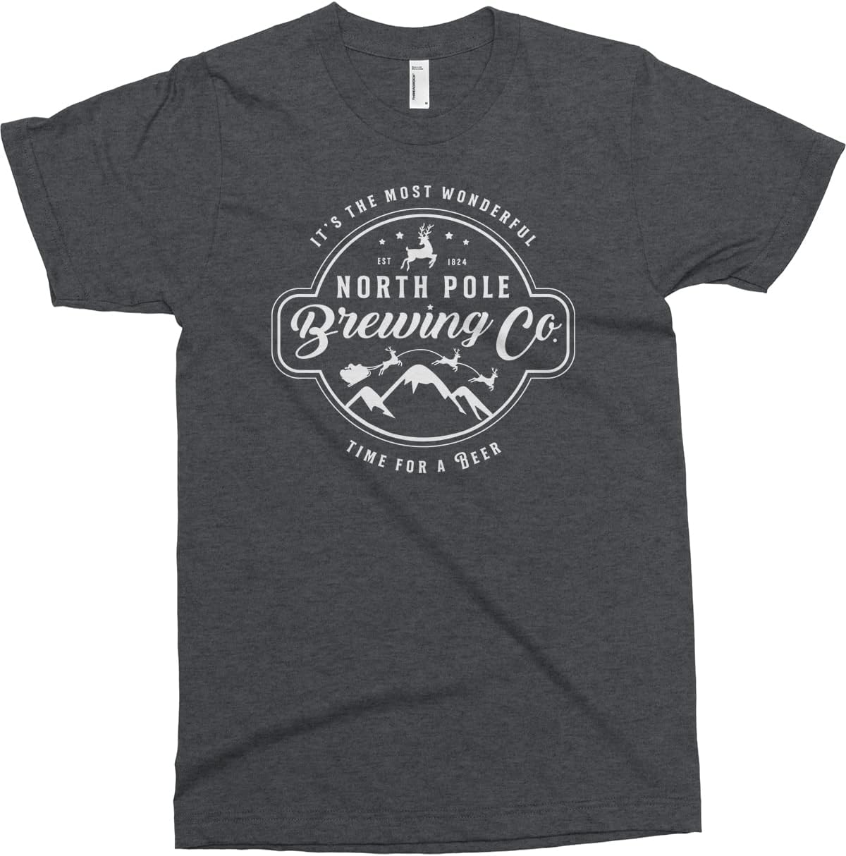 Threadrock Men's North Pole Brewing Co Faux Brewery Logo T-Shirt - Dark Heather